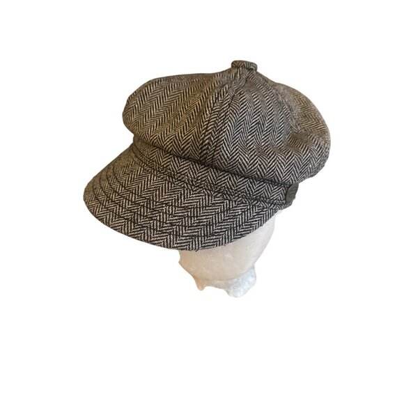Harley-Davidson Newsboy Cap Herringbone Pattern Gray Wool Blend One Size - Picture 1 of 7